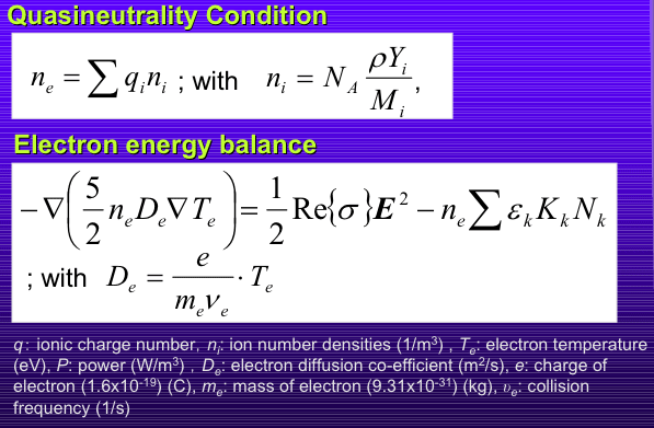 Fig. 5 準中性の仮定，及び電子のエネルギー方程式